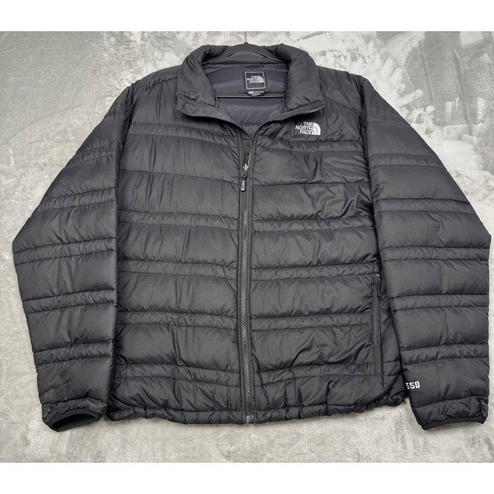 North Face 550 Puffer Jacket Mens XXL 2XL Black Goose Down Coat Hiking Trail